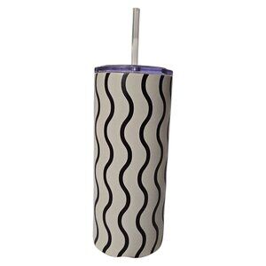 NEW White Stainless Steel Tumbler 18.5 oz – Black Zig-Zag Design